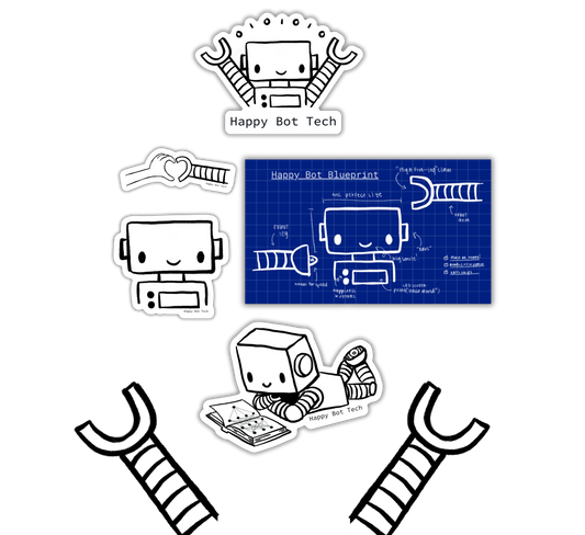 Happy Bot Sticker - Set of 5